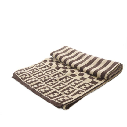 Fendi Scarf Zucca Pattern Stripe Logo Beige — view 2