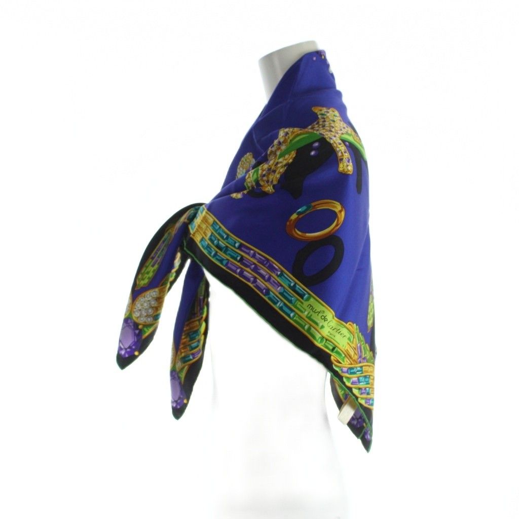 Cartier Large Scarf Shawl Ring Logo All Pattern Silk Multicolor — view 5