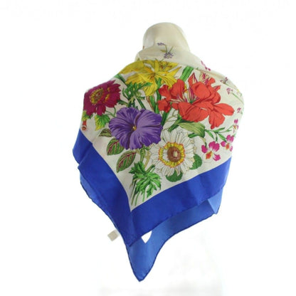 Gucci Large Scarf Shawl Floral Pattern Silk Logo All Over Multicolor — view 4