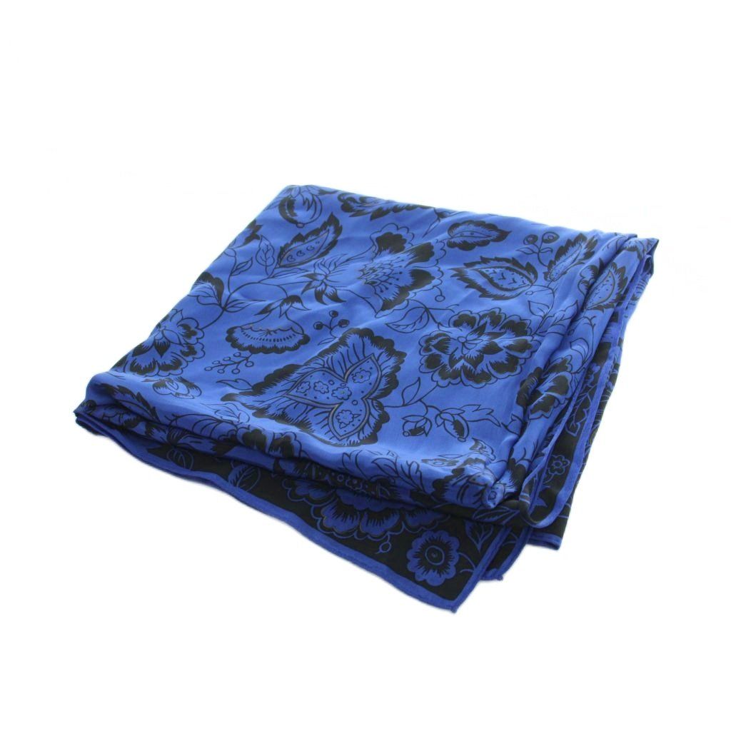 Dior Large Scarf Shawl Floral Pattern Silk Logo Blue — view 5