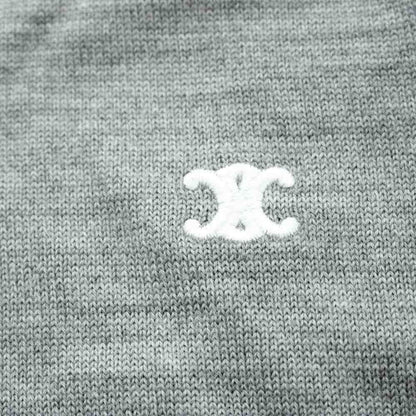Celine Knit Sweater Triomphe Logo Embroidery Crew Neck Long Sleeve XS Gray — view 6