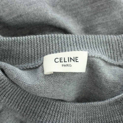 Celine Knit Sweater Triomphe Logo Embroidery Crew Neck Long Sleeve XS Gray — view 5
