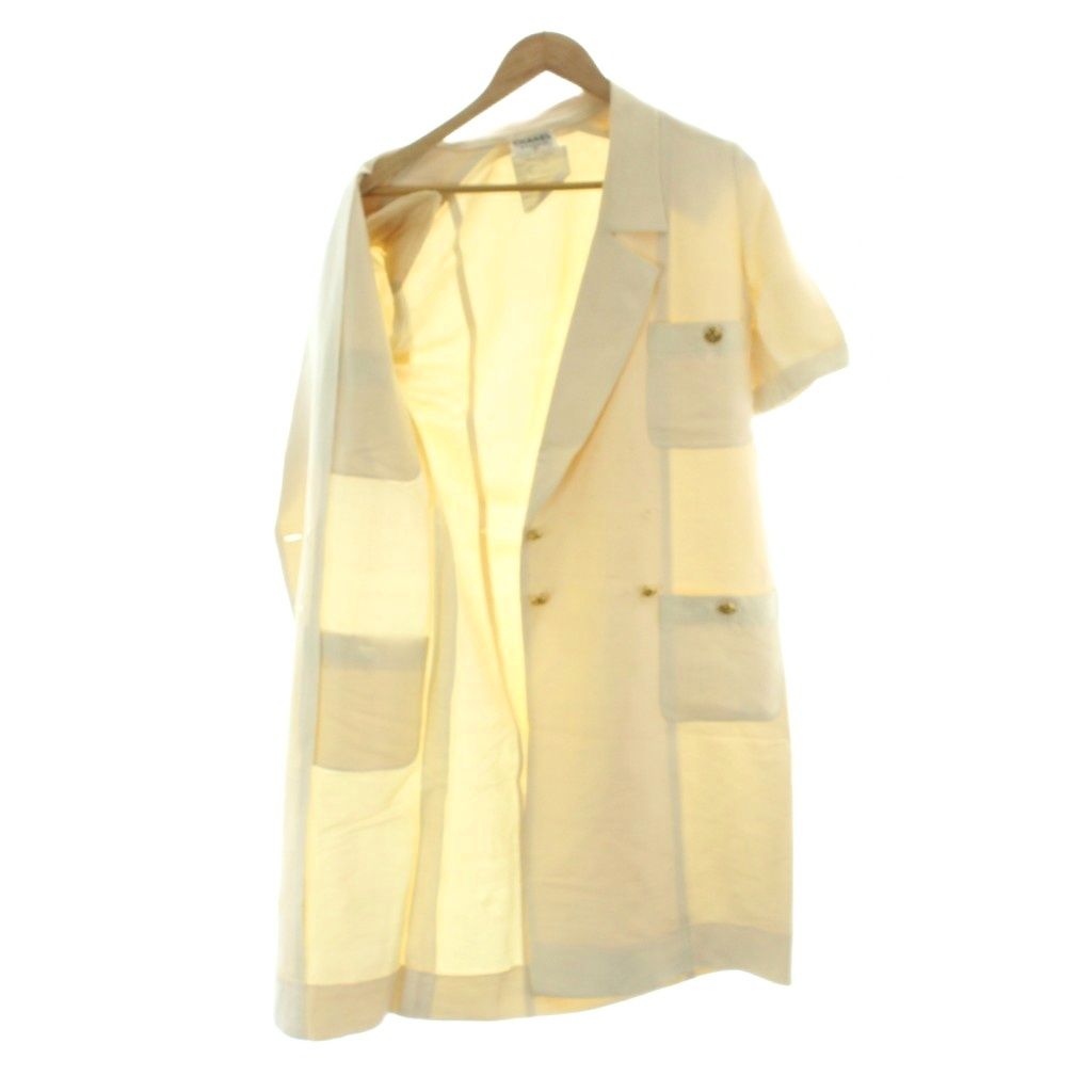 Chanel Vintage Dress Long Gold Button Short Sleeve 34 Beige MW — view 5