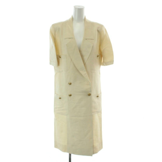 Chanel Vintage Dress Long Gold Button Short Sleeve 34 Beige MW