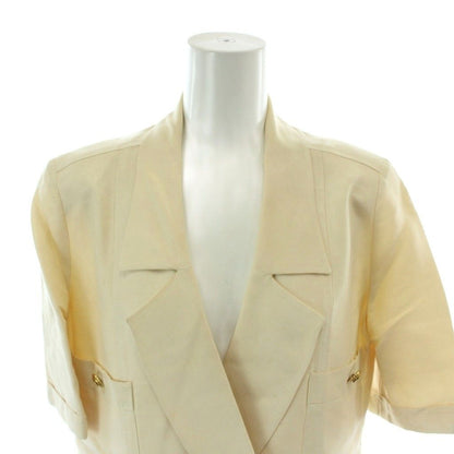 Chanel Vintage Dress Long Gold Button Short Sleeve 34 Beige MW — view 4