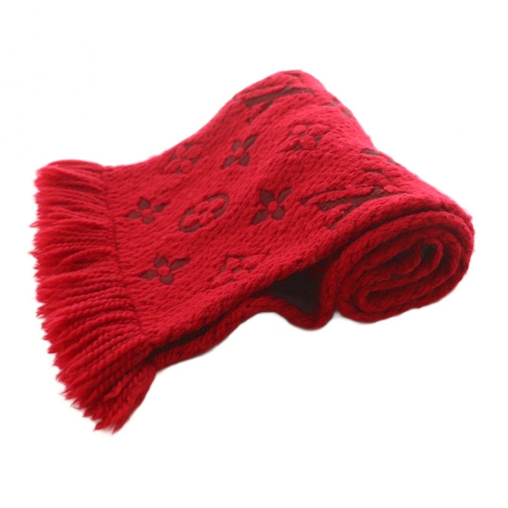 Louis Vuitton Echarpe Scarf Wool Fringe Monogram Pattern — view 4