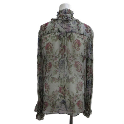 Dolce & Gabbana Shirt Blouse Silk 38 Multicolor Floral Ruffle Long Sleeve Sheer — view 2