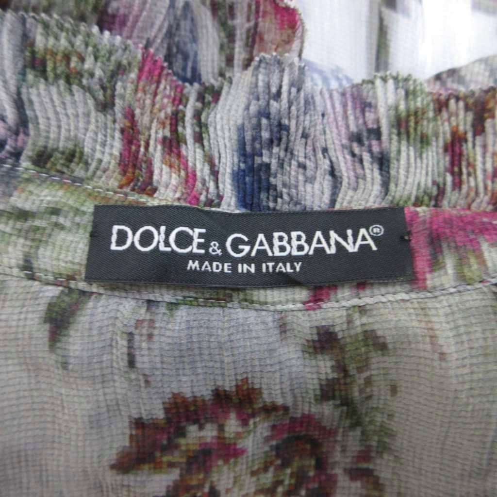 Dolce & Gabbana Shirt Blouse Silk 38 Multicolor Floral Ruffle Long Sleeve Sheer — view 5