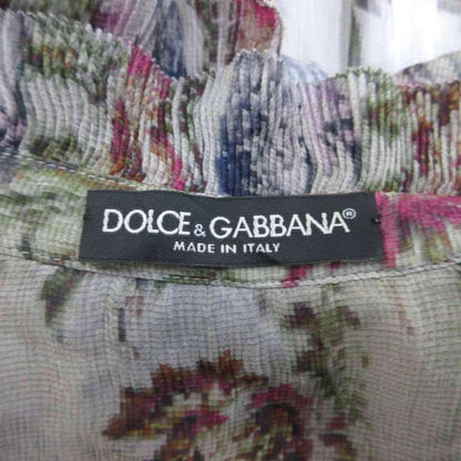 Dolce & Gabbana Shirt Blouse Silk 38 Multicolor Floral Ruffle Long Sleeve Sheer — view 5
