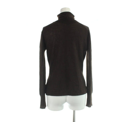 Hermes Knit Top Turtleneck Sweater Cashmere Long Sleeve M Brown — view 2