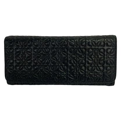 Loewe Wallet Anagram Pattern Black Embossed Leather