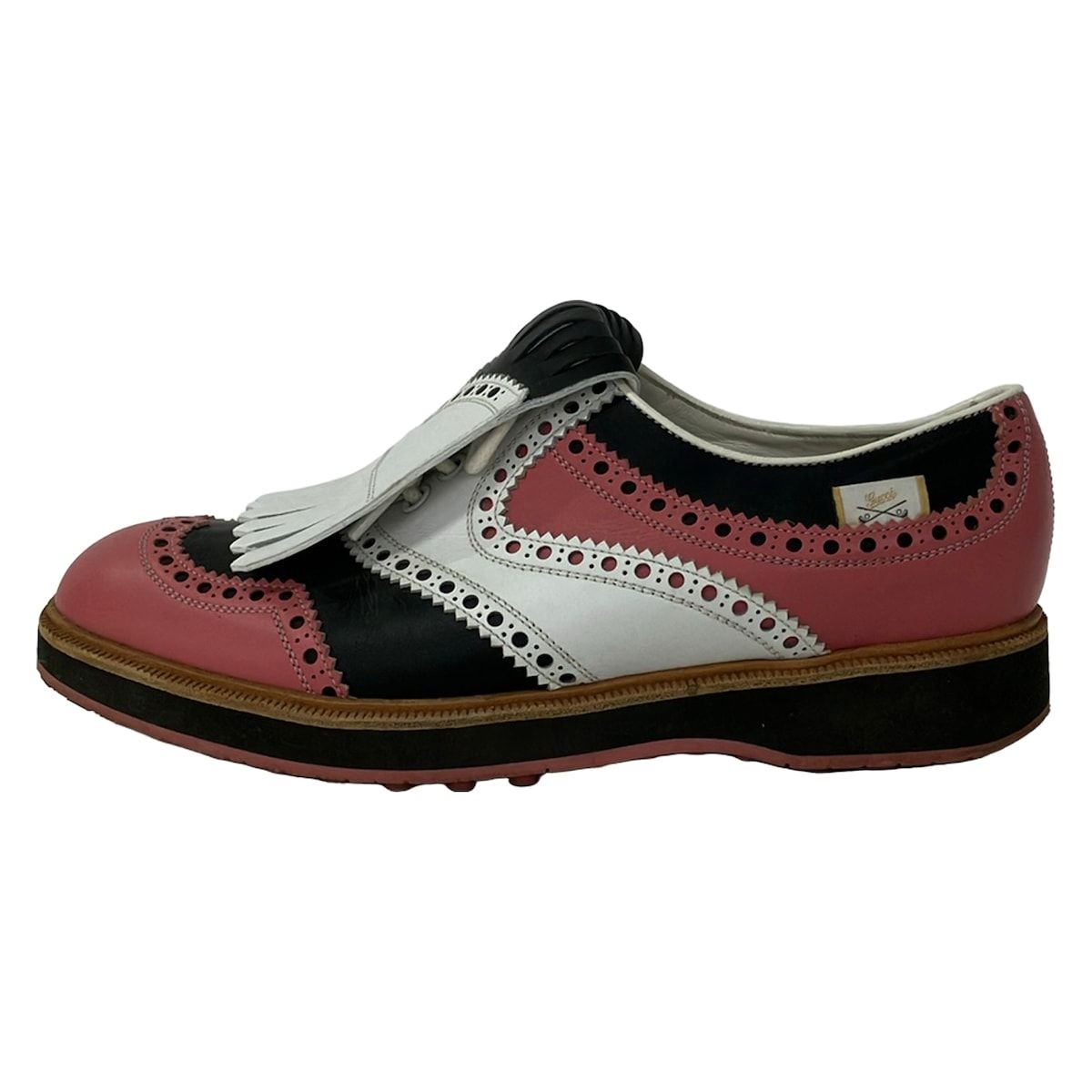 Gucci Shoes 38 Pink Black White Wingtip Leather
