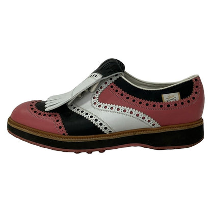 Gucci Shoes 38 Pink Black White Wingtip Leather