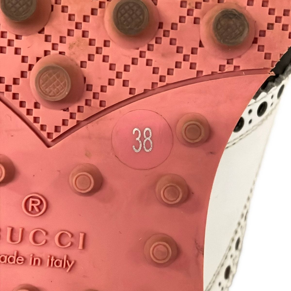 Gucci Shoes 38 Pink Black White Wingtip Leather — view 6