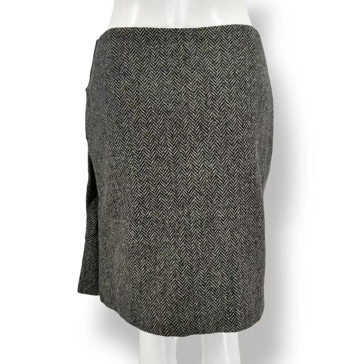 Hermes Wrap Skirt Herringbone Pattern Leather with Belt Silk 36 Brown — view 4