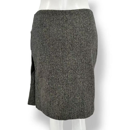 Hermes Wrap Skirt Herringbone Pattern Leather with Belt Silk 36 Brown — view 4