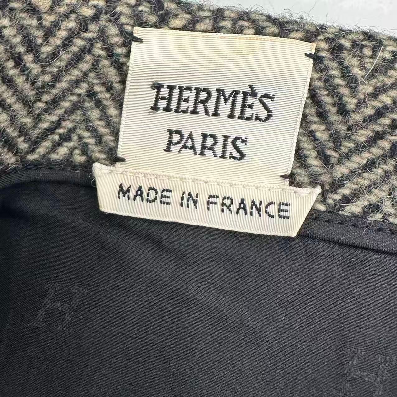 Hermes Wrap Skirt Herringbone Pattern Leather with Belt Silk 36 Brown — view 5