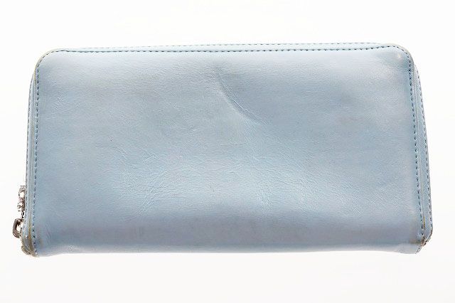 Chrome Hearts Rec Zip 3 Cemetery Cross Patch Leather Wallet Round Zip Blue — view 2