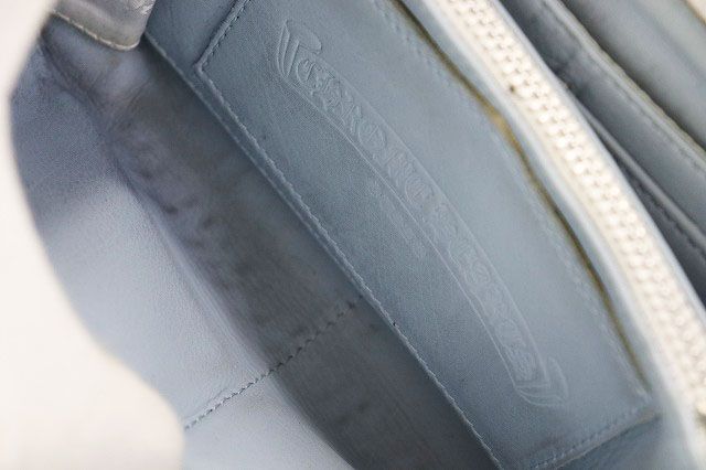 Chrome Hearts Rec Zip 3 Cemetery Cross Patch Leather Wallet Round Zip Blue — view 8