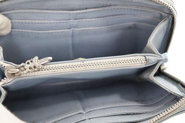 Chrome Hearts Rec Zip 3 Cemetery Cross Patch Leather Wallet Round Zip Blue — view 6