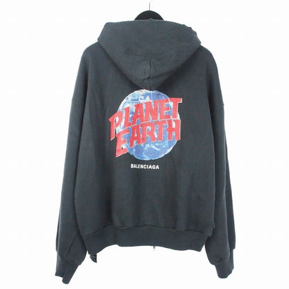 Balenciaga Planet Earth Damage Print Zip Up Hoodie XS Black — view 2