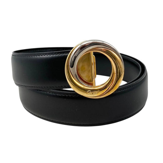 Cartier Belt Trinity Leather Black Gold Silver