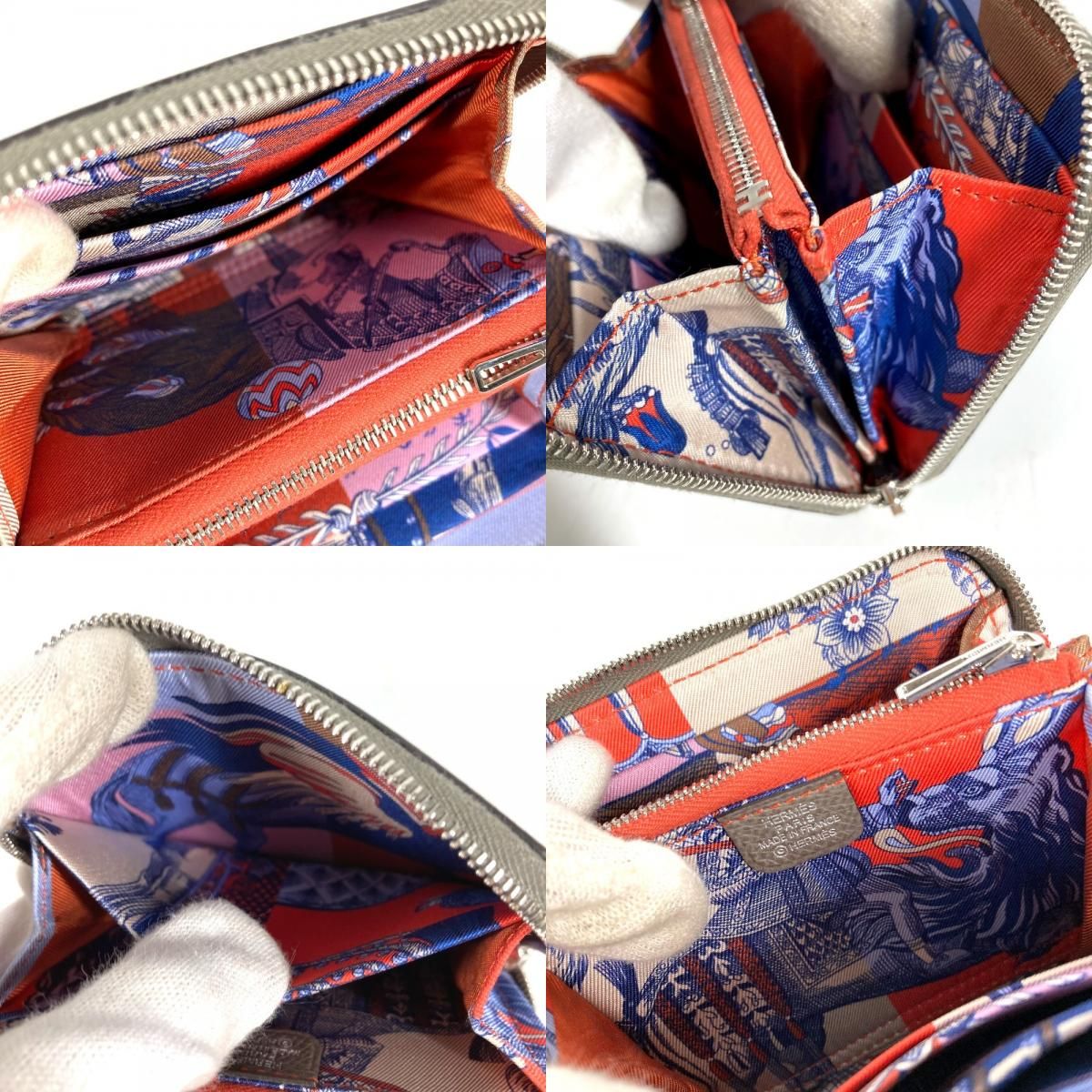 Hermes Coin Case Azap Compact Silk in Epsom Etain Gray — view 7