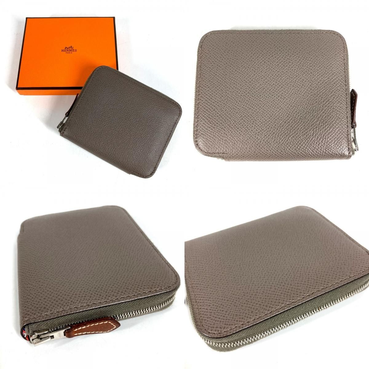 Hermes Coin Case Azap Compact Silk in Epsom Etain Gray — view 8