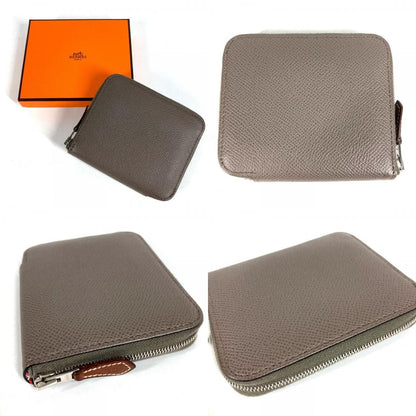 Hermes Coin Case Azap Compact Silk in Epsom Etain Gray — view 8