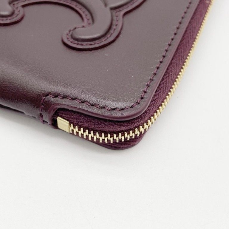 Celine Coin Case Cuir Triomphe Purse Bordeaux Leather Gold — view 6