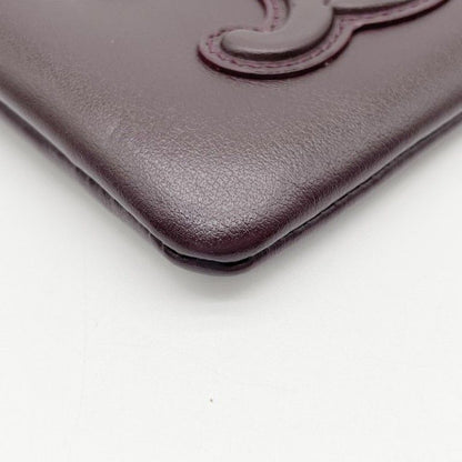 Celine Coin Case Cuir Triomphe Purse Bordeaux Leather Gold — view 4