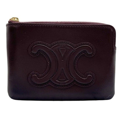 Celine Coin Case Cuir Triomphe Purse Bordeaux Leather Gold