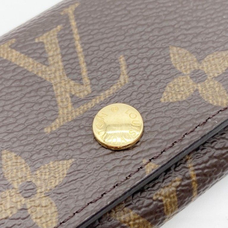 Louis Vuitton Key Case Key Ring Multicles 4 Brown Monogram Gold Key Holder — view 5