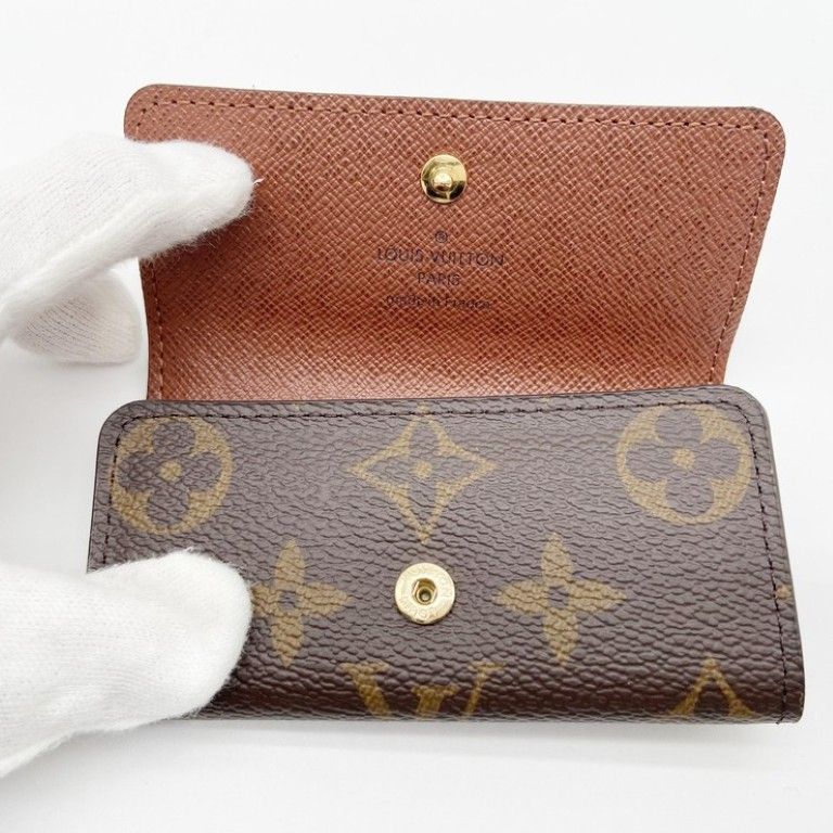 Louis Vuitton Key Case Key Ring Multicles 4 Brown Monogram Gold Key Holder — view 6