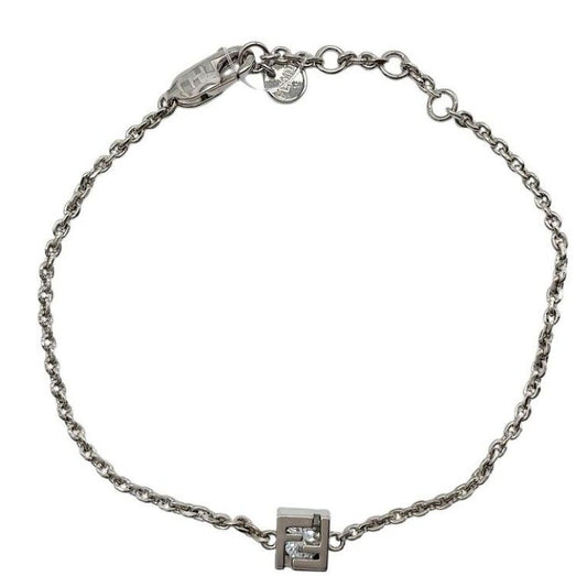 Fendi Bracelet Silver Metal FF Logo Rhinestone