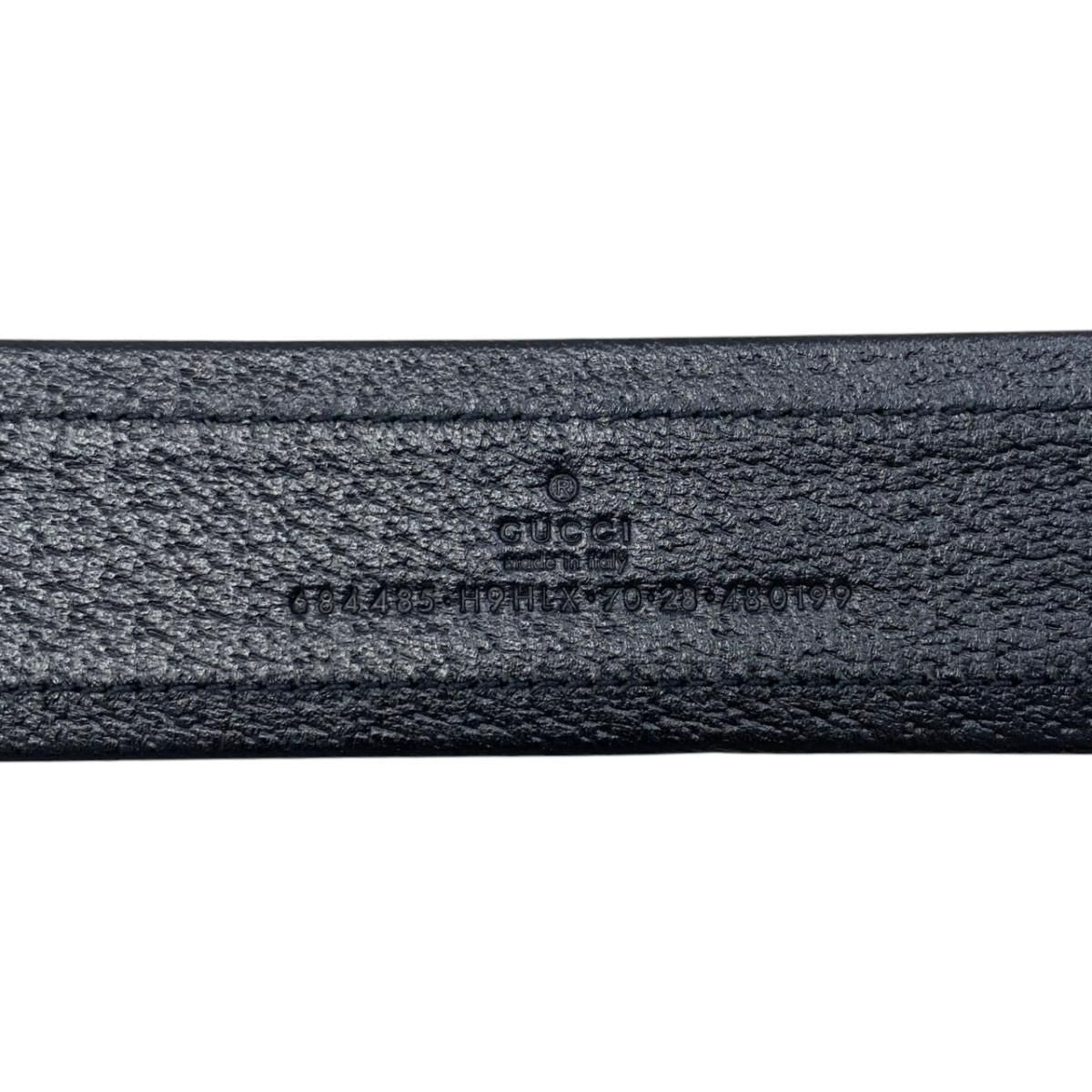 Gucci Belt Jumbo GG Nylon Leather Black Silver — view 7