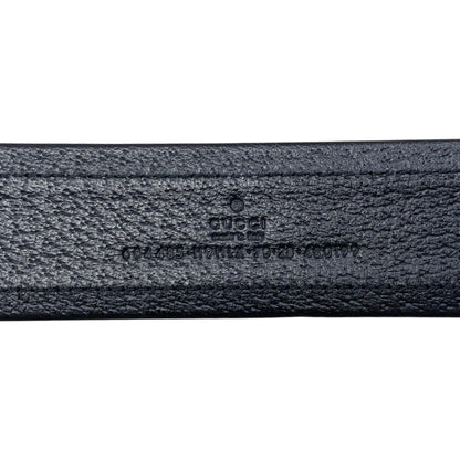 Gucci Belt Jumbo GG Nylon Leather Black Silver — view 7