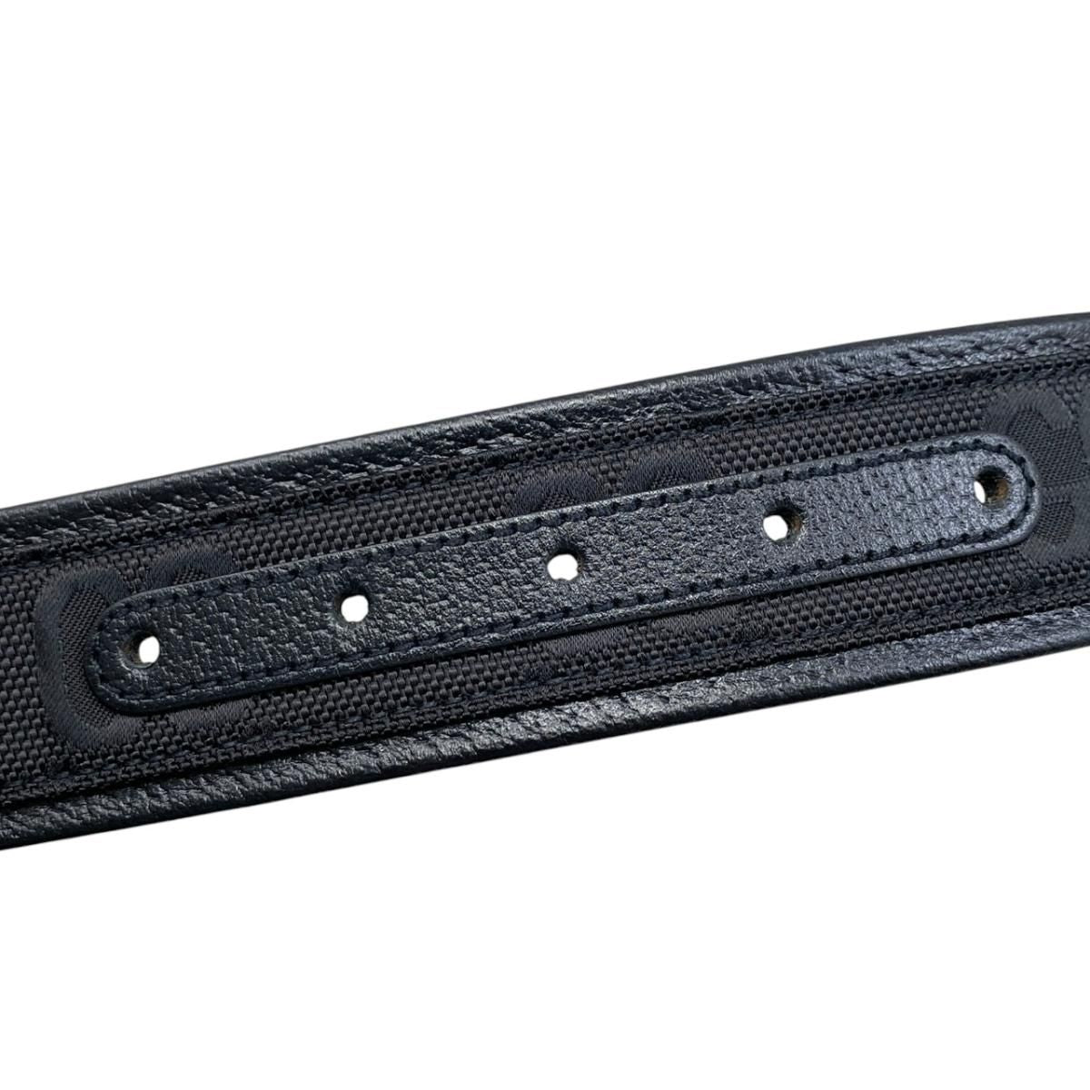 Gucci Belt Jumbo GG Nylon Leather Black Silver — view 5