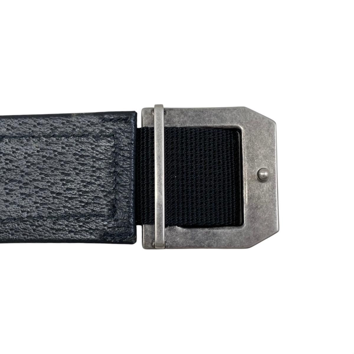 Gucci Belt Jumbo GG Nylon Leather Black Silver — view 4
