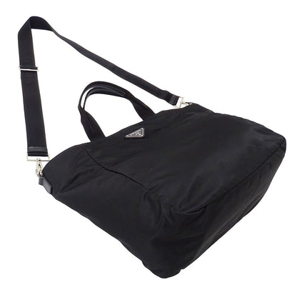 Prada Tote Shoulder Bag 2-Way Nylon Black Logo Large — view 4