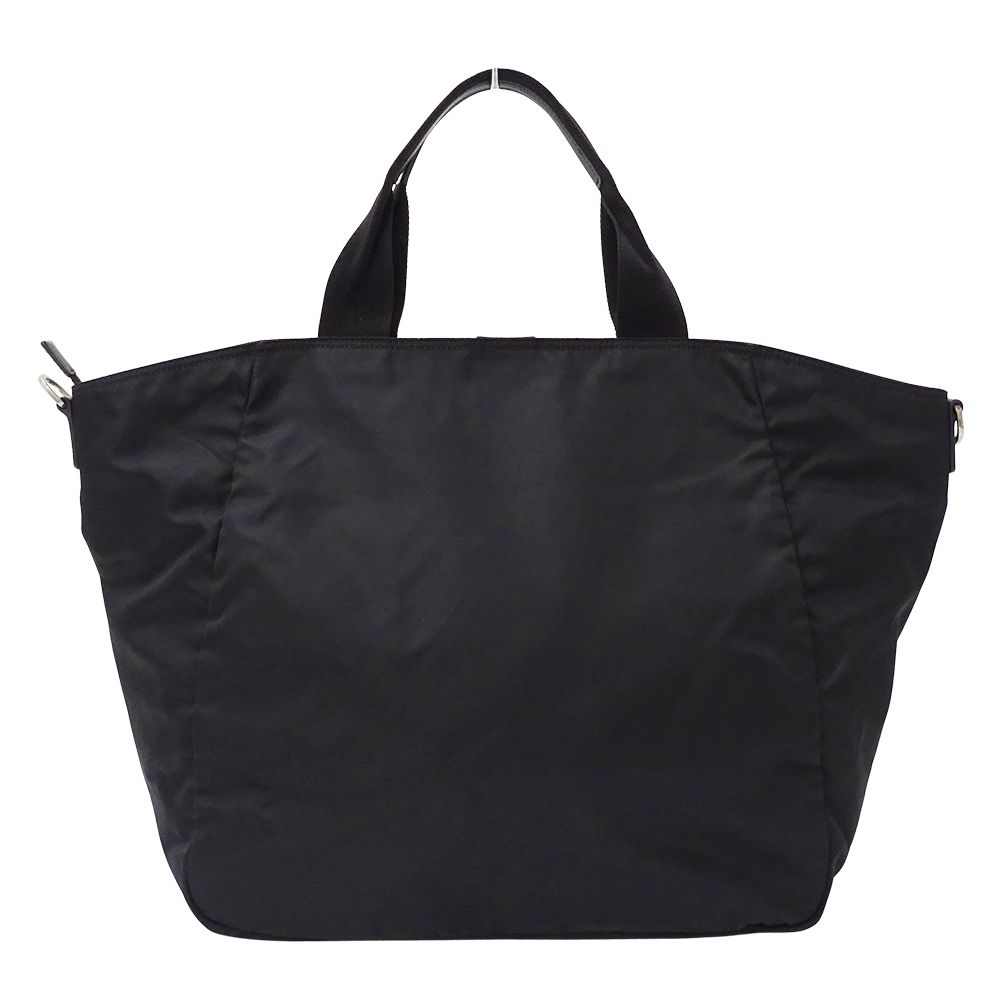 Prada Tote Shoulder Bag 2-Way Nylon Black Logo Large — view 2