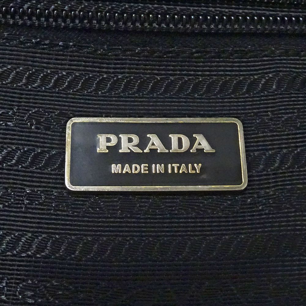 Prada Tote Shoulder Bag 2-Way Nylon Black Logo Large — view 6