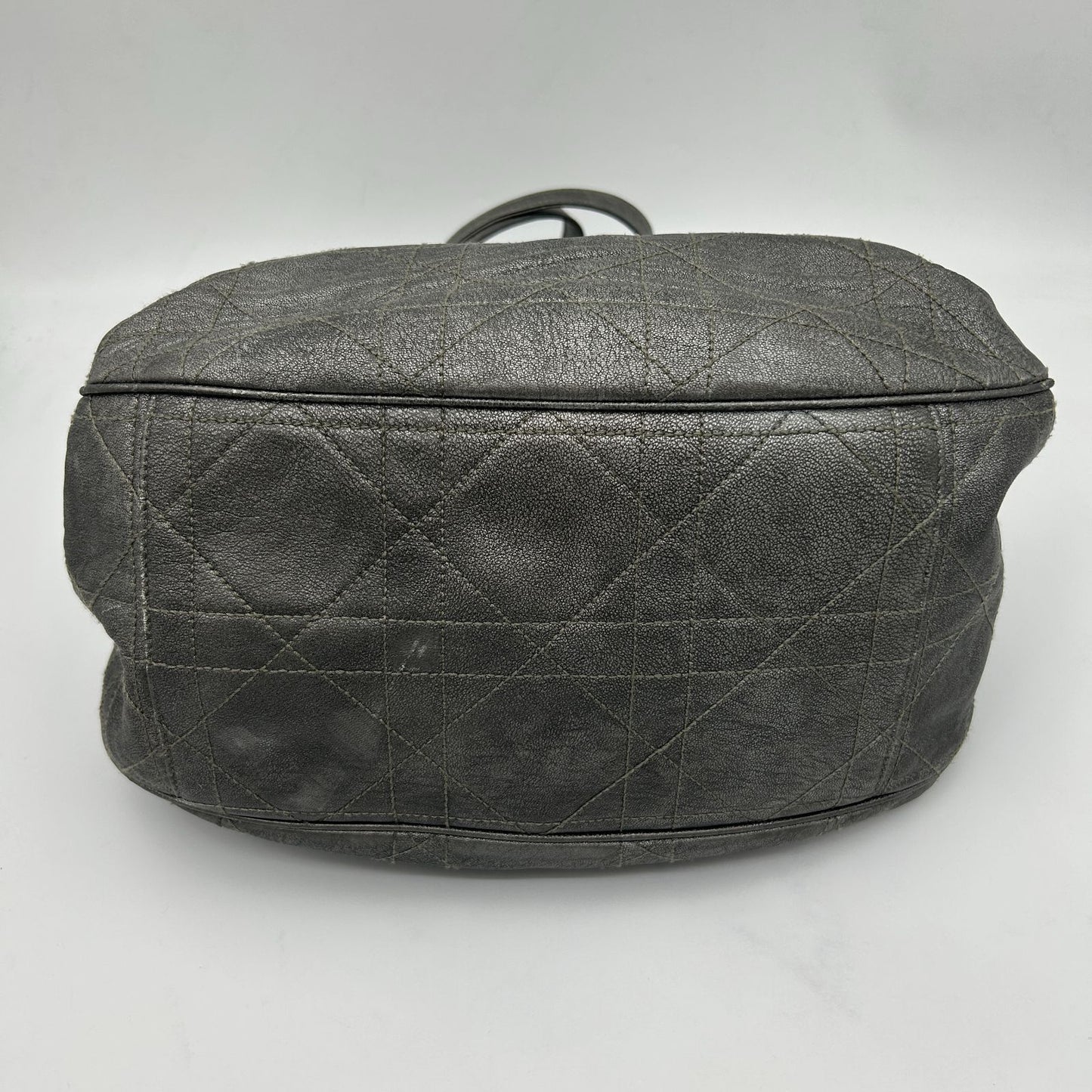 Dior Cannage Shoulder Bag Tote Leather Silver — view 8