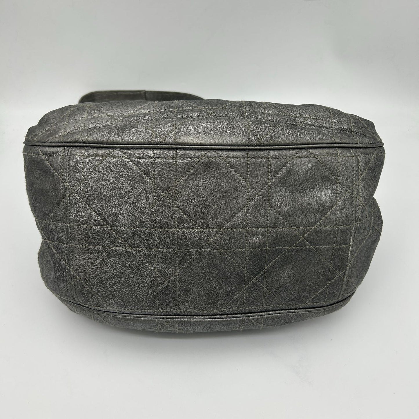 Dior Cannage Shoulder Bag Tote Leather Silver — view 5