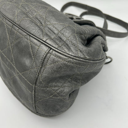 Dior Cannage Shoulder Bag Tote Leather Silver — view 7