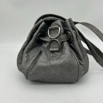 Dior Cannage Shoulder Bag Tote Leather Silver — view 3