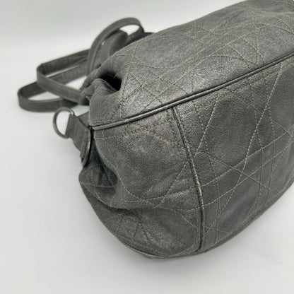 Dior Cannage Shoulder Bag Tote Leather Silver — view 9