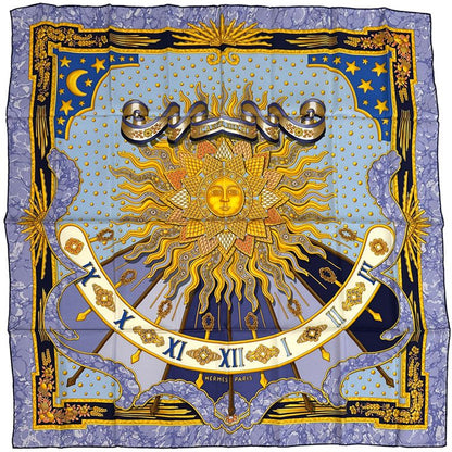Hermes Scarf Carre 90 Carpe Diem Enjoy Your Day Silk Purple Blue Multicolor