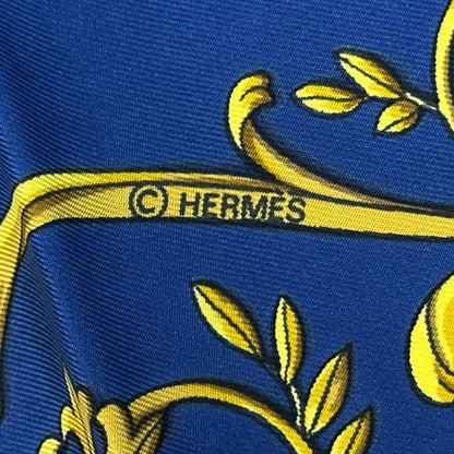 Hermes Scarf Carre 90 la Promenade de Longchamps Walk to Long Chien Silk Blue — view 4