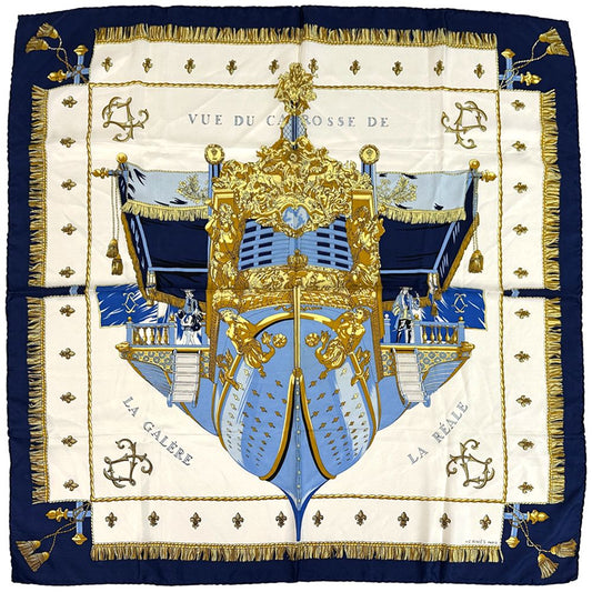 Hermes Scarf Vue du Carrosse de la Galere la Reale Queen's Coronation Carre 90